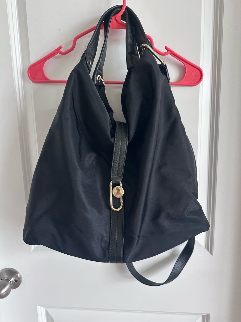 Furla Black Nylon Tote with Gold-Tone Detail
